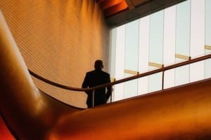 Person standing in office
